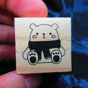 Polar Bear Wood Mounted Stamp 1.25" X 1.25"